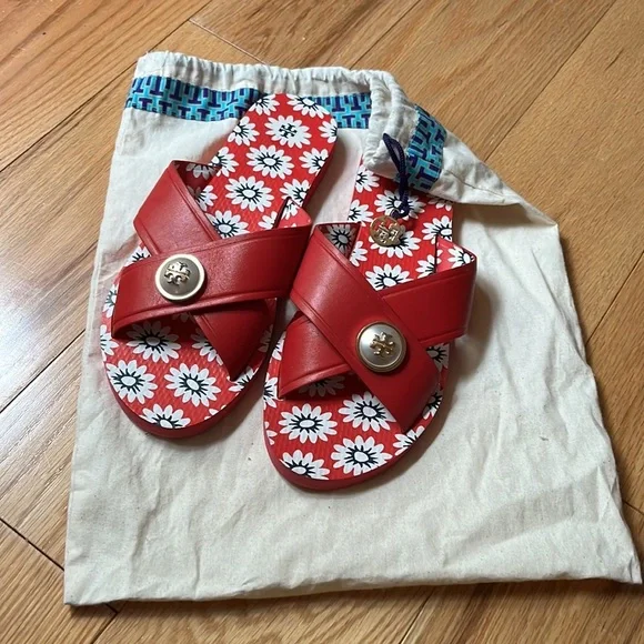 Tory Burch Melody Criss Cross Leather Sandals Sz 9 - Picture 14 of 15